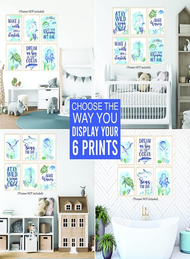 Hadley Designs 6 Ocean Wall Decor - Beach Room Decor for Toddlers, Shark and Whale Pictures Wall Decors for Kids, Reversible Unframed Ocean Art for Kids Bedroom, Made in USA - Image 5